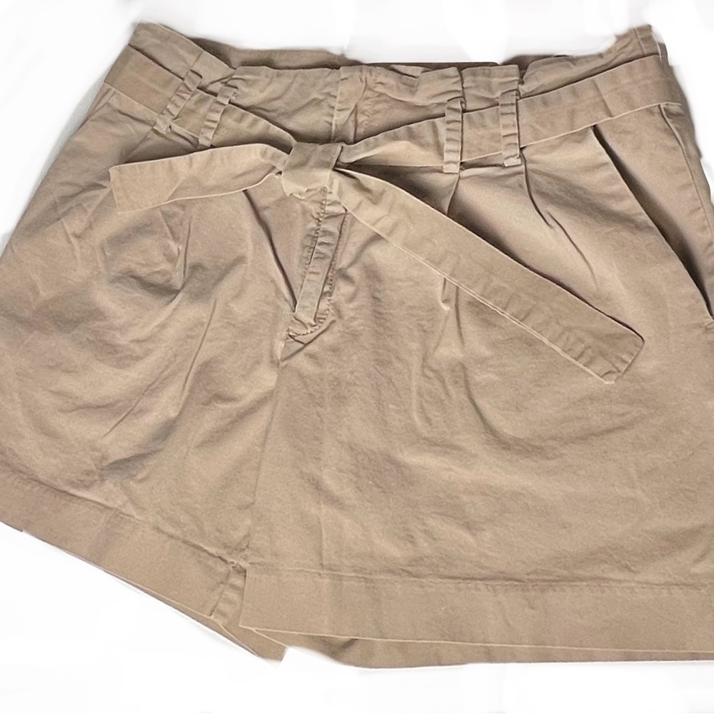 Beige High-Waisted Shorts with Belt